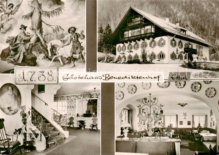 Ettal Gaestehaus Benediktenhof Treppenaufgang Gaststube