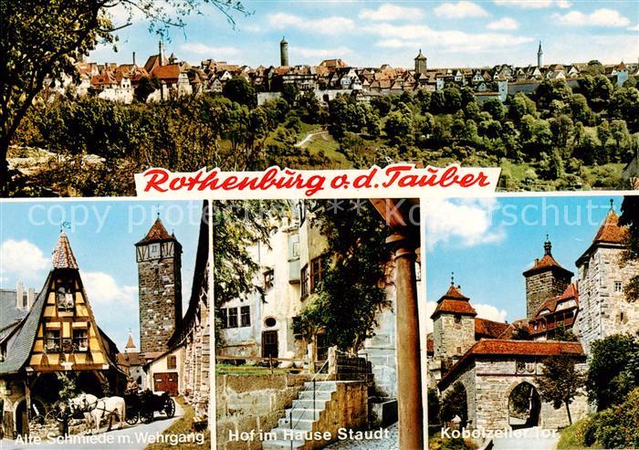 Rothenburg  Tauber Panorama Alte Schmiede mit Wehrgang Hof im Hause Staudt Kobol