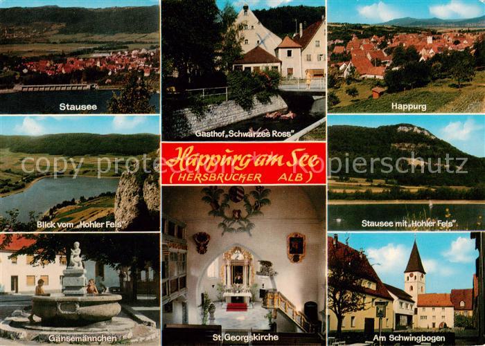 Happurg Stausee Gasthof Schwarzes Ross Panorama Blick vom Hohlen Fels Stausee Ga