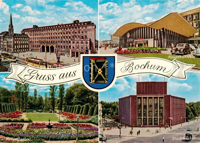 BOCHUM  CITY Rathaus Hauptbahnhof Rosengarten Stadttheater