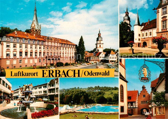 Erbach Odenwald Stadtansichten Brunnen Schwimmbad Kirche