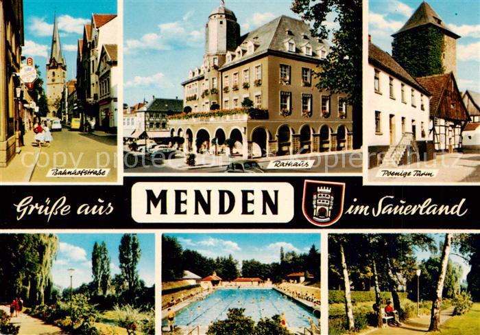 Menden Sauerland Bahnhofstrasse Rathaus Freibad Poenige Turm Park