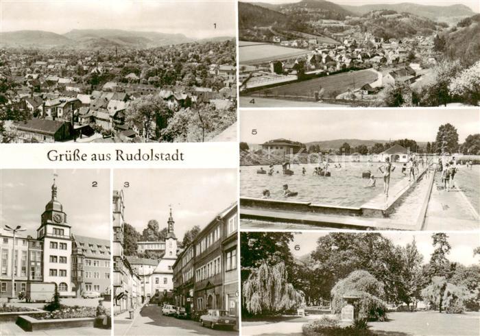 Rudolstadt Panorama Rathaus am Markt Ratsgasse OT Schaala Schwimmbad Platz der O