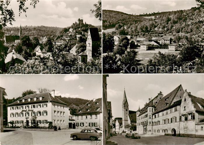Pappenheim Mittelfranken Panorama Neues Schulhaus Kirche und Altes Schloss Hotel