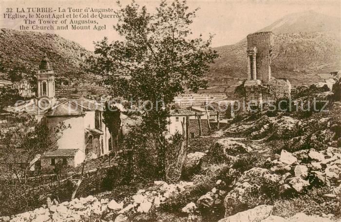La Turbie 06 La Tour d’Auguste l’Eglise le Mont Agel et le Col de Querre