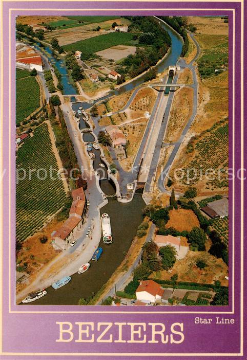 Beziers 34 Vue aérienne sur les neuf écluses a Fonserane