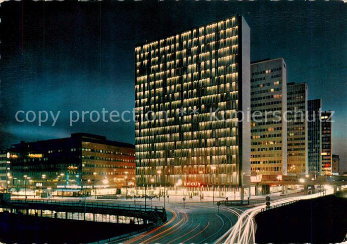Stockholm Hoetoergs City Hochhaeuser Nachtaufnahme