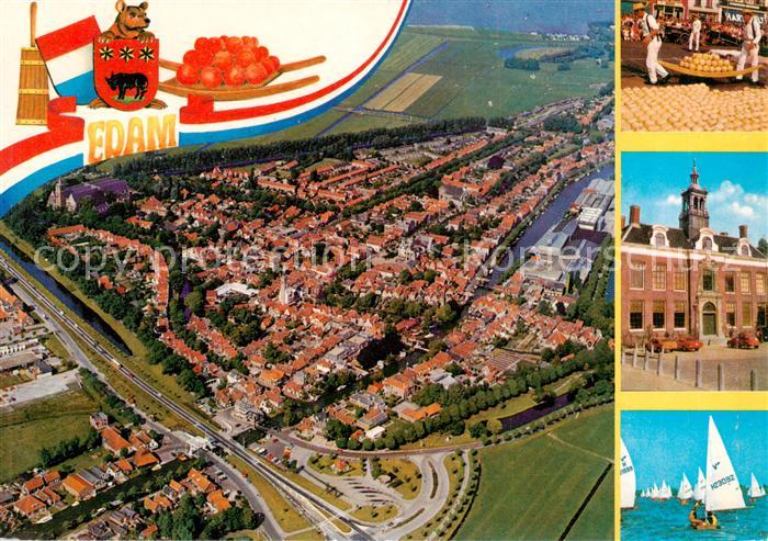 Edam NL Panorama Luftaufnahme Kaesemarkt Zentrum Segeln