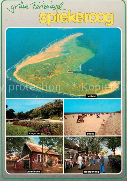 Spiekeroog Nordseeinsel Nordseeinsel Luftbild Kurgarten Strand Alte Kirche Noord