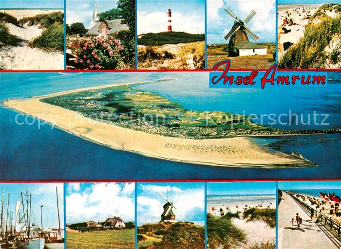 Insel Amrum Nordseeinsel Luftbild Strand Duenen Promenade Windmuehle Leuchtturm
