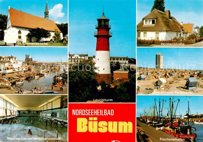 Buesum Nordseebad St. Clemenskirche Hafen Meerwasserwellenschwimmbad Leuchtturm