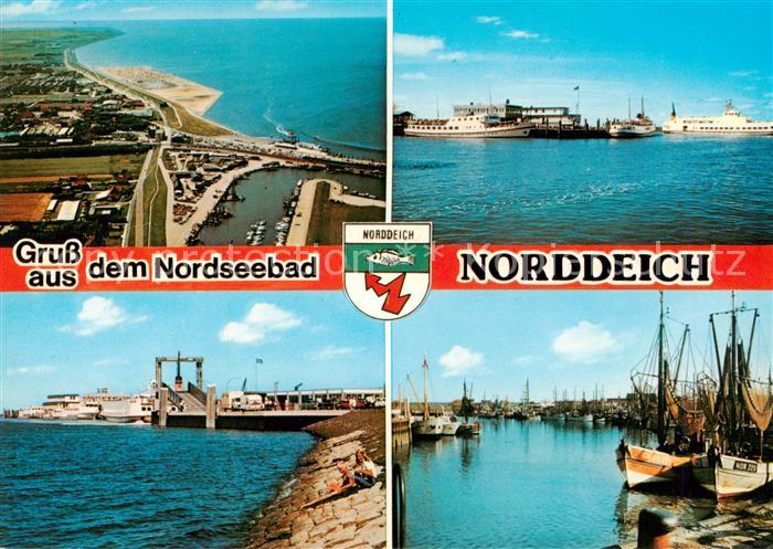 Norddeich Norden Nordseebad Kuestenort Luftbild Hafen Fischkutter