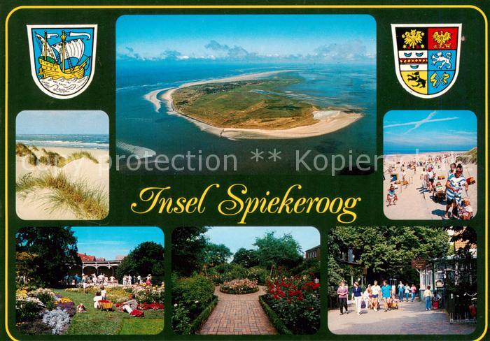 Spiekeroog Nordseeinsel Luftbild Wappen Duenen Strand Kurgarten Rosengarten