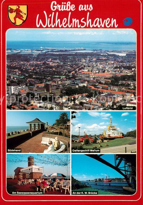 Wilhelmshaven  CITY Stadtpanorama Luftbild Strand oelfangschiff Mellum Seewasse