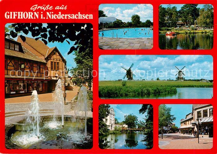 Gifhorn Springbrunnen Freibad Windmuehlen Ortsmotiv