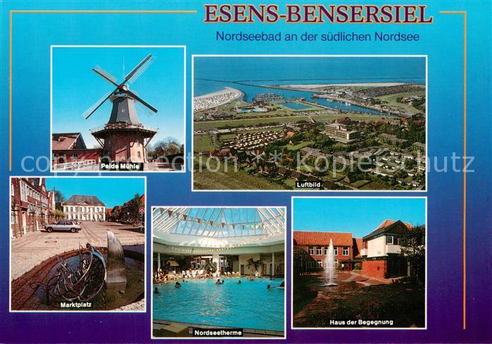 Bensersiel Luftbild Windmuehle Marktplatz Nordseetherme Haus der Begegnung