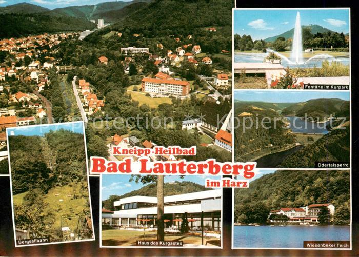 Bad Lauterberg Panorama Kneippheilbad Luftbild Fontaene im Kurpark Odertalsperre