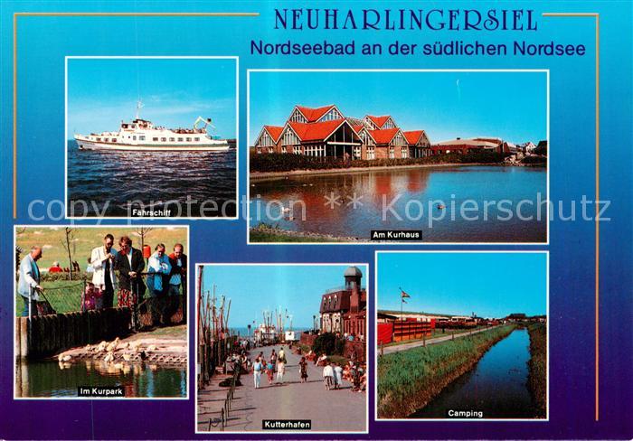 Neuharlingersiel Faehrschiff Kurhaus Kurpark Kutterhafen Camping