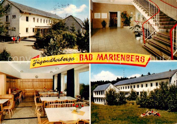 Bad Marienberg Jugendherberge Gaststube Treppenaufgang Park