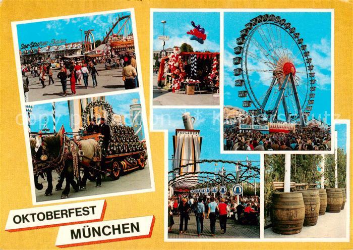 Muenchen Bayern Oktoberfest Wiesn Bierkutschen Fahrgeschaefte Riesenrad
