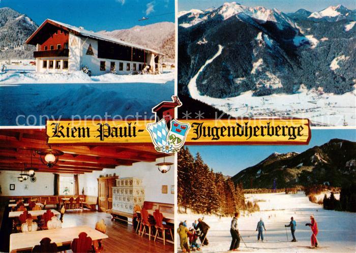 Scharling Kreuth Kiem Pauli Jugendherberge Gastraum Panorama Skilaeufer