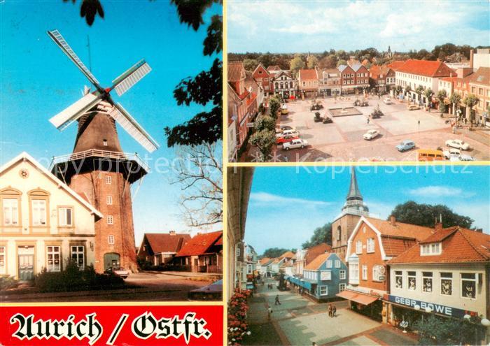 Aurich Ostfriesland Windmuehle Marktplatz Strassenpartie