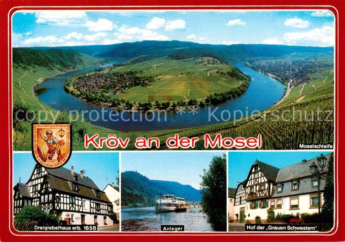 Kroev Croev Croev Mosel Fliegeraufnahme Moselschleife Dreigiebelhaus Anleger Hof