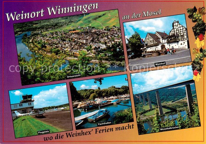 Winningen Mosel Fliegeraufnahme Weinhof Flugplatz Yachthafen Moseltalbruecken