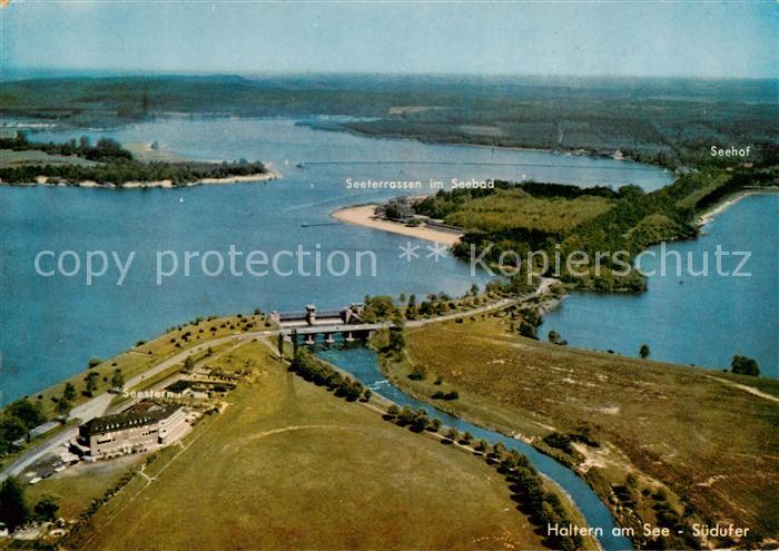 Haltern See Fliegeraufnahme mit Seeterrassen im Seebad mit Seehof