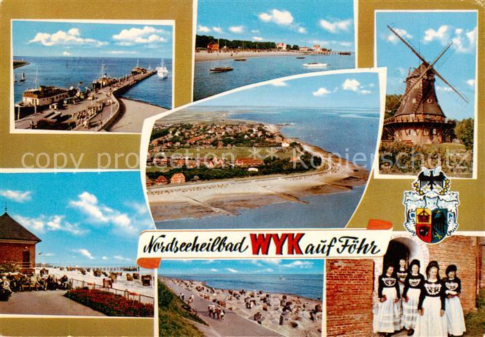 Wyk  Foehr Seebruecke Promenade Strandpartien Windmuehle Trachtenfrauen