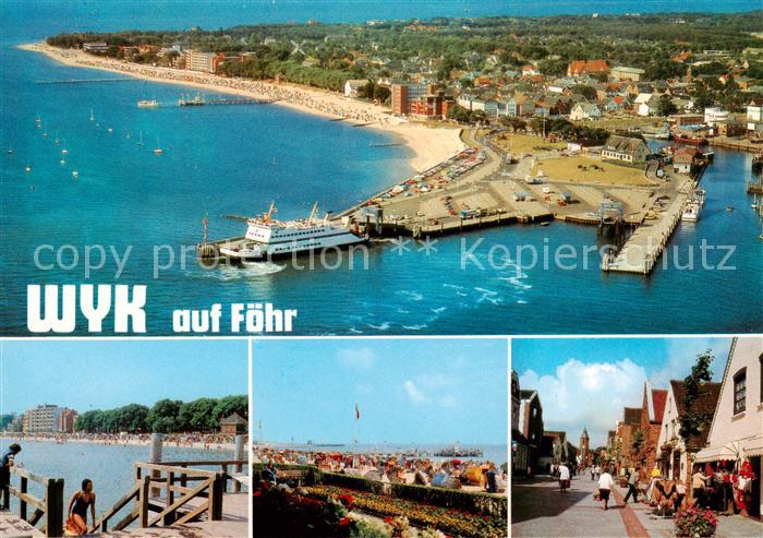 Wyk  Foehr Fliegeraufnahme Schiffsanlegestelle Strand Dorfstrasse