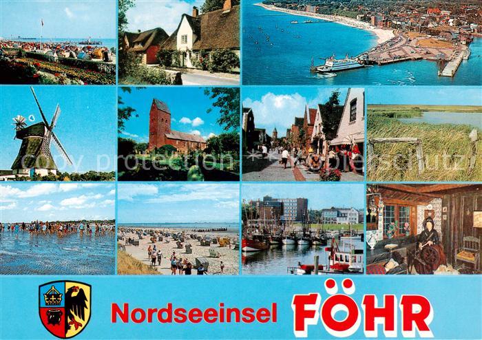 Insel Foehr Strand Strassenpartien Kirche Fliegeraufnahme Wattwanderer Fischerha