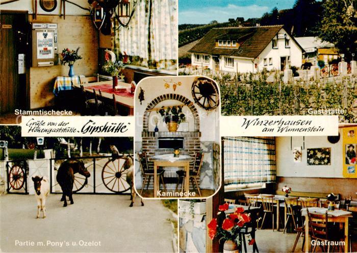 Winzerhausen Hoehengaststaette Gipshuette Stammtischecke Partie mit Ponys und Oz