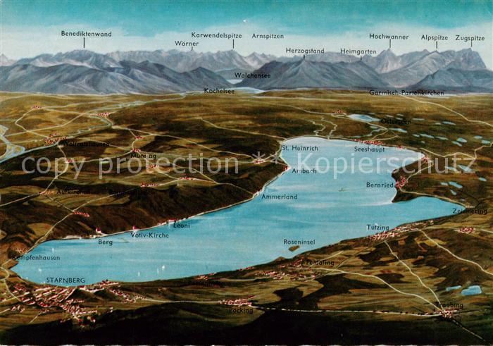 Starnberg Starnbergersee Panoramakarte