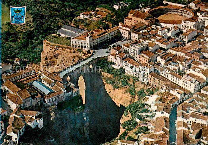 Ronda Andalucia Malaga ES Vista aereo parcial puente y Plaza de toros