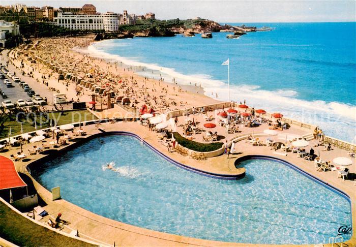 Biarritz Pyrenees Atlantiques La Grande Plage et le Casino Bellevue Fliegeraufna