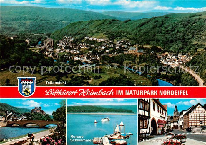 Heimbach Eifel Fliegeraufnahme Rurbruecke mit Burg Rursee Schwammenauel Hengebac