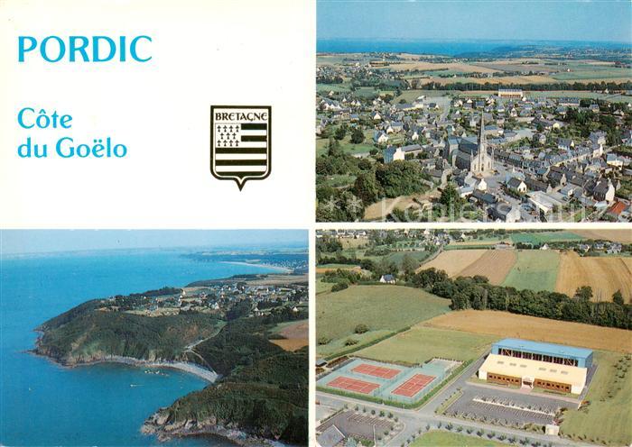 Pordic Vue generale aerienne du bourg la pointe de Pordic la plage du Petit Havr