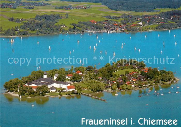 Fraueninsel Chiemsee Fliegeraufnahme mit Kloster Frauenwoerth