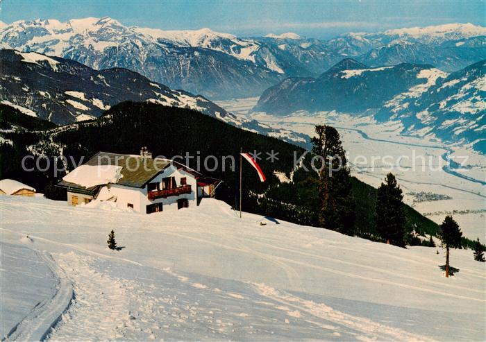 Kaltenbach  Zillertal Tirol AT Alpengasthaus Kaltenbacher Schihuette mit Rofange