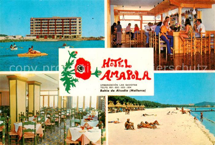 Bahia de Alcudia Mallorca ES Hotel Amapola Bar Gastraeume Strandpartie