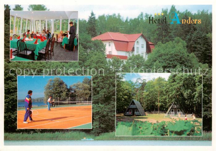 Ostrody Olsztyn Allenstein PL Hotel Anders Gastraum Tennisplatz Bungalows