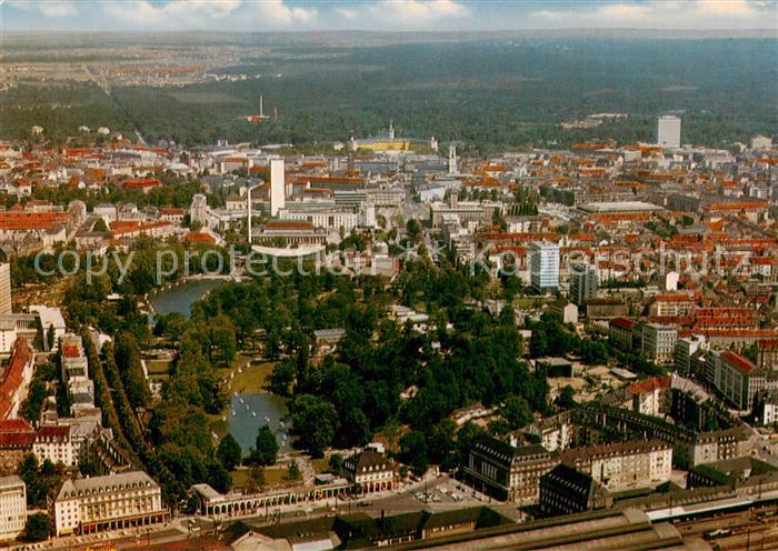 Karlsruhe Baden Fliegeraufnahme mit Stadtgarten und Zoo