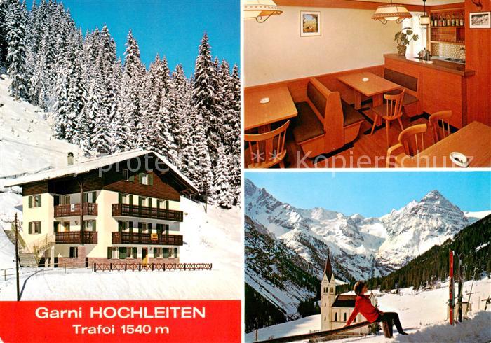 Trafoi Stilfs Suedtirol IT Garni Hochleiten Gaststube Kirche Panorama