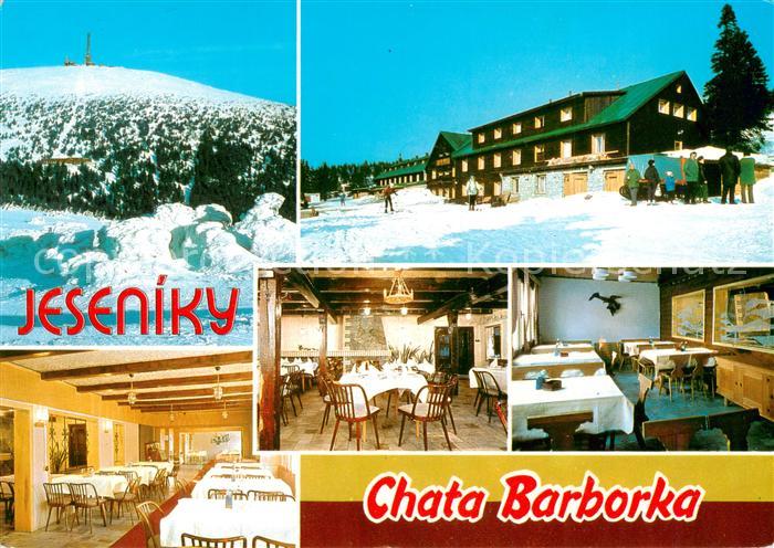 Jeseniky Freiwaldau CZ Chata Barborka Bergbaude Winterpanorama