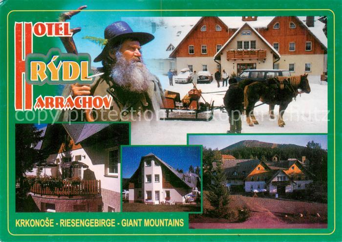 Riesengebirge Krkonose Karkonosze Hotel Rydl Harrachov Pferdeschlitten Panorama