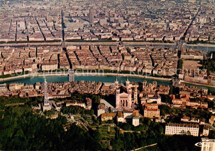 Lyon 69 Rhone Fourviere La Saone le Rhone Vue aerienn