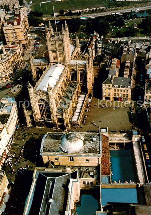 Bath  UK Aerial view of the Roman Baths Pump Room and Abbey