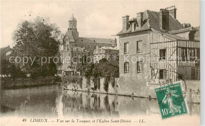 Lisieux 14 Vue sur la Touques et l’Eglise Saint Desire