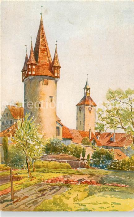 Lindau Bodensee Der Diebsturm Kuenstlerkarte